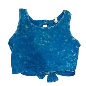 NWT BLUE CROP TOP WITH OPEN BOW BACK